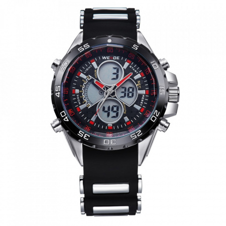 Ceas WEIDE, Quartz, Casual Sport, Rosu, Curea Silicon, WH1103-10C