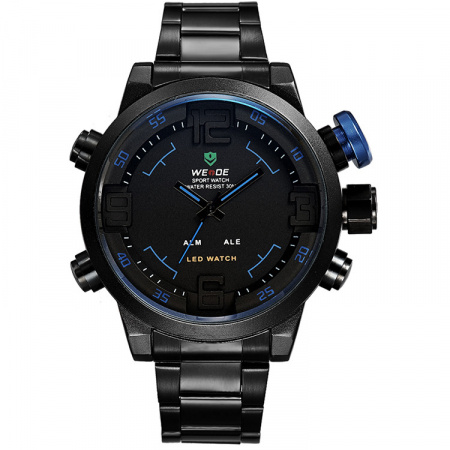 Ceas WEIDE, Quartz, Casual Sport, Albastru, Curea Metalica, WH2309B-4C