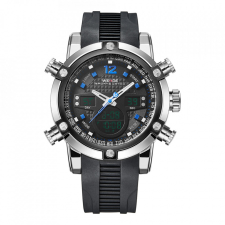 Ceas WEIDE, Quartz, Casual Sport, Albastru, Curea Silicon, WH5205-11C