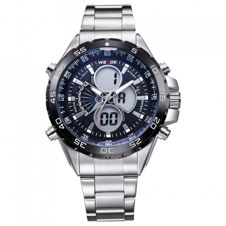 Ceas WEIDE, Quartz, Casual Sport, Negru, Curea Metalica, WH1103-1C