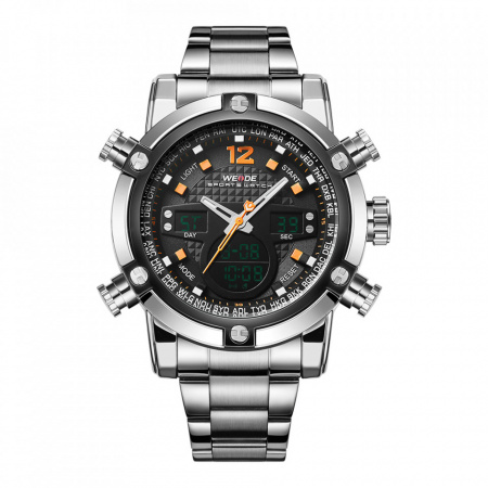Ceas WEIDE, Quartz, Casual Sport, Orange, Curea Metalica, WH5205-6C