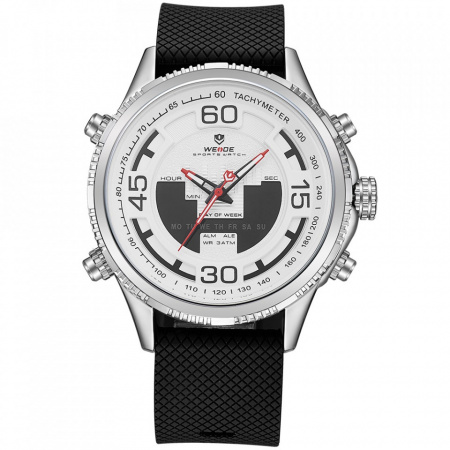 Ceas WEIDE, Quartz, Casual Sport, Alb, Curea Silicon, WH6306-4C