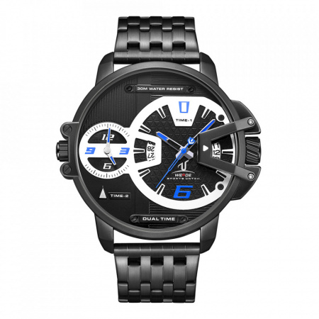 Ceas WEIDE, Quartz, Casual Sport, Albastru, Curea Metalica, UV1702B-4C