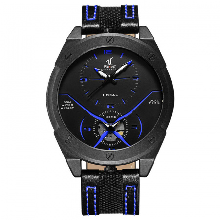 Ceas WEIDE, Quartz, Casual Sport, Albastru, Curea Piele, UV1703-4C