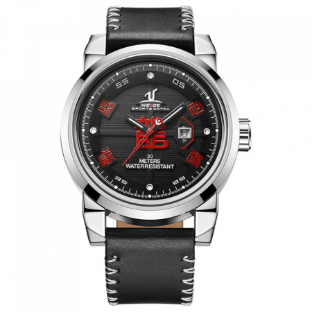 Ceas WEIDE, Quartz, Casual Sport, Negru, Curea Piele, UV1509-1C