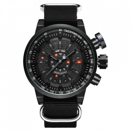 Ceas WEIDE, Quartz, Casual Sport, Negru, Curea TextilWH7306B-1C
