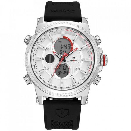 Ceas WEIDE, Quartz, Casual Sport, Alb, Curea Silicon, WH6403-2C