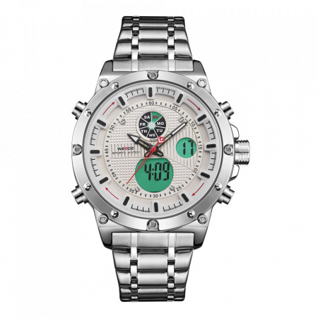 Ceas WEIDE, Quartz, Casual Sport, Alb, Curea Metalica, WH6906-2C