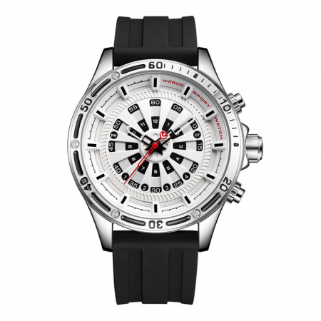 Ceas WEIDE, Quartz, Casual Sport, Alb, Curea Silicon, WH7308-2C