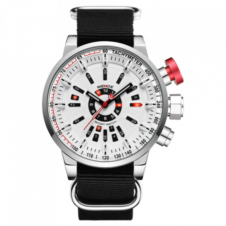 Ceas WEIDE, Quartz, Casual Sport, Alb, Curea TextilWH7306-2C