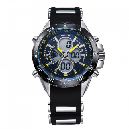 Ceas WEIDE, Quartz, Casual Sport, Galben, Curea Silicon, WH1103-11C