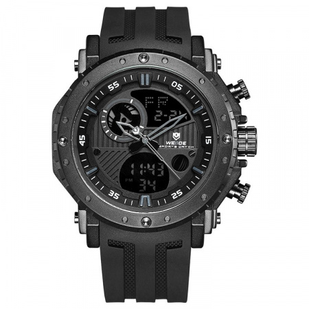 Ceas WEIDE, Quartz, Casual Sport, Negru, Curea Silicon, WH6903-1C