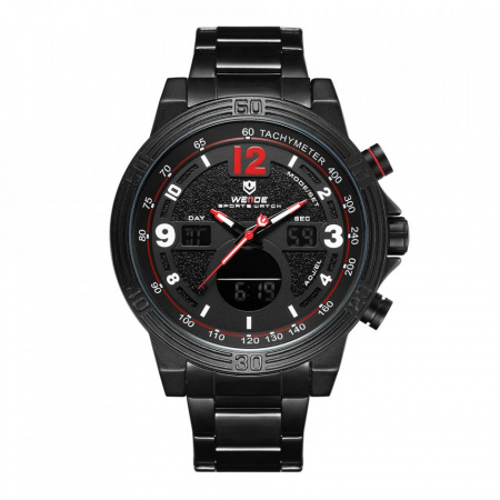 Ceas WEIDE, Quartz, Casual Sport, Rosu, Curea Metalica, WH6908B-2C