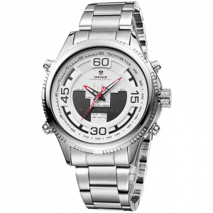 Ceas WEIDE, Quartz, Casual Sport, Alb, Curea Metalica, WH6306-2C