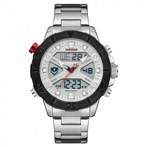 Ceas WEIDE, Quartz, Casual Sport, Alb, Curea Metalica, WH8503-2C