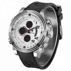 Ceas WEIDE, Quartz, Casual Sport, Alb, Curea Piele, WH5209-4C