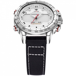 Ceas WEIDE, Quartz, Casual Sport, Alb, Curea Piele, WH6102-4C