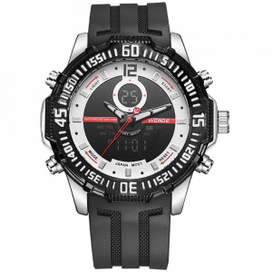 Ceas WEIDE, Quartz, Casual Sport, Alb, Curea Silicon, WH6105-8C