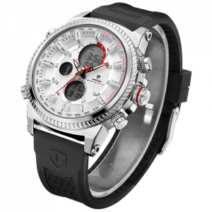 Ceas WEIDE, Quartz, Casual Sport, Alb, Curea Silicon, WH6403-2C