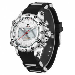 Ceas WEIDE, Quartz, Casual Sport, Alb, Curea Silicon, WH6910-4C