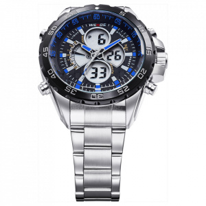 Ceas WEIDE, Quartz, Casual Sport, Albastru, Curea Metalica, WH1103-6C