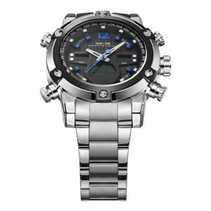 Ceas WEIDE, Quartz, Casual Sport, Albastru, Curea Metalica, WH5205-5C