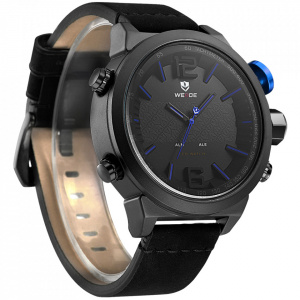 Ceas WEIDE, Quartz, Casual Sport, Albastru, Curea Piele, WH6101B-3C