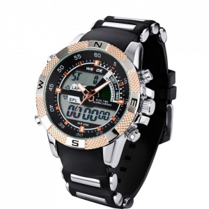 Ceas WEIDE, Quartz, Casual Sport, Auriu, Curea Silicon, WH1104-14C