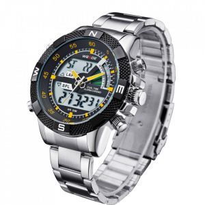 Ceas WEIDE, Quartz, Casual Sport, Galben, Curea Metalica, WH1104-5C
