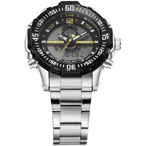 Ceas WEIDE, Quartz, Casual Sport, Galben, Curea Metalica, WH6105-4C