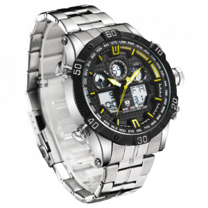 Ceas WEIDE, Quartz, Casual Sport, Galben, Curea Metalica, WH6901-4C