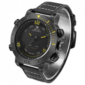 Ceas WEIDE, Quartz, Casual Sport, Galben, Curea Piele, WH6103B-3C