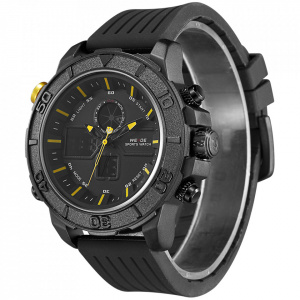 Ceas WEIDE, Quartz, Casual Sport, Galben, Curea Silicon, WH6108B-8C