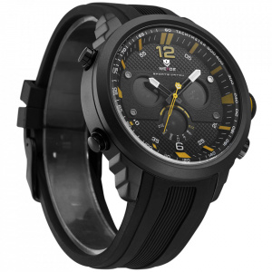 Ceas WEIDE, Quartz, Casual Sport, Galben, Curea Silicon, WH6303B-7C