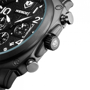 Ceas WEIDE, Quartz, Casual Sport, Negru, Curea Metalica, WD009B-1C