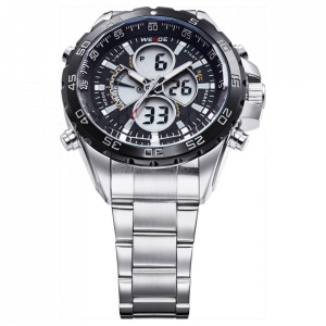 Ceas WEIDE, Quartz, Casual Sport, Negru, Curea Metalica, WH1103-1C