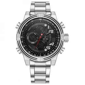Ceas WEIDE, Quartz, Casual Sport, Negru, Curea Metalica, WH5209-1C
