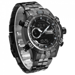 Ceas WEIDE, Quartz, Casual Sport, Negru, Curea Metalica, WH6902B-1C