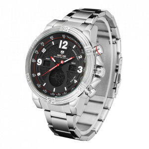 Ceas WEIDE, Quartz, Casual Sport, Negru, Curea Metalica, WH6908-1C