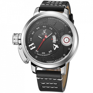 Ceas WEIDE, Quartz, Casual Sport, Negru, Curea Piele, UV1606-1C