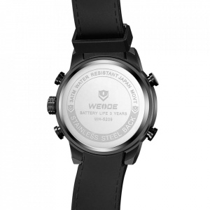 Ceas WEIDE, Quartz, Casual Sport, Negru, Curea Piele, WH5209B-5C