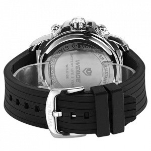 Ceas WEIDE, Quartz, Casual Sport, Negru, Curea Silicon, WH6108-3C