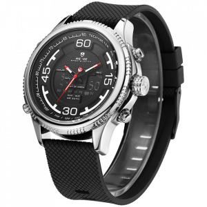 Ceas WEIDE, Quartz, Casual Sport, Negru, Curea Silicon, WH6306-3C