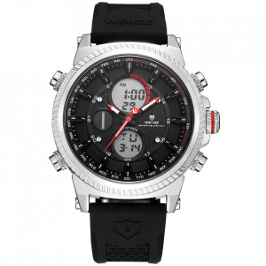 Ceas WEIDE, Quartz, Casual Sport, Negru, Curea Silicon, WH6403-1C