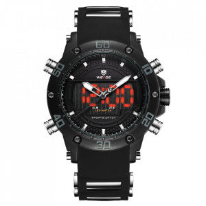Ceas WEIDE, Quartz, Casual Sport, Negru, Curea Silicon, WH6910B-5C