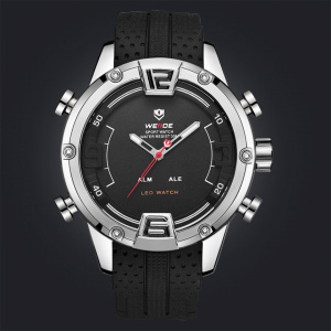 Ceas WEIDE, Quartz, Casual Sport, Negru, Curea Silicon, WH7301-1C