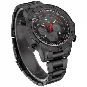 Ceas WEIDE, Quartz, Casual Sport, Rosu, Curea Metalica, WH6308B-2C