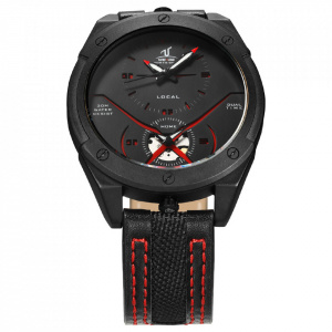Ceas WEIDE, Quartz, Casual Sport, Rosu, Curea Piele, UV1703-2C