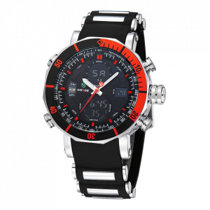 Ceas WEIDE, Quartz, Casual Sport, Rosu, Curea Silicon, WH5203-9C
