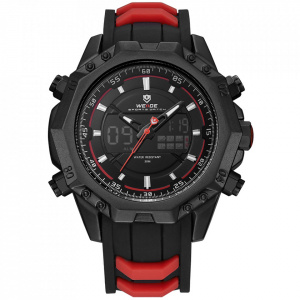 Ceas WEIDE, Quartz, Casual Sport, Rosu, Curea Silicon, WH6406B-2C
